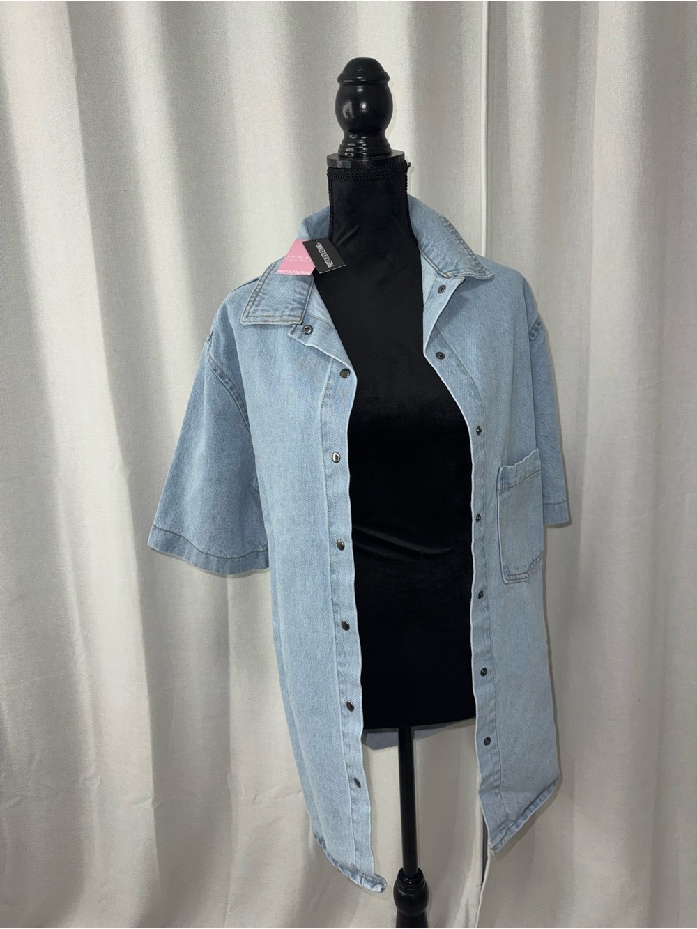 PrettyLittleThing Light Blue Short-Sleeve Denim Jacket